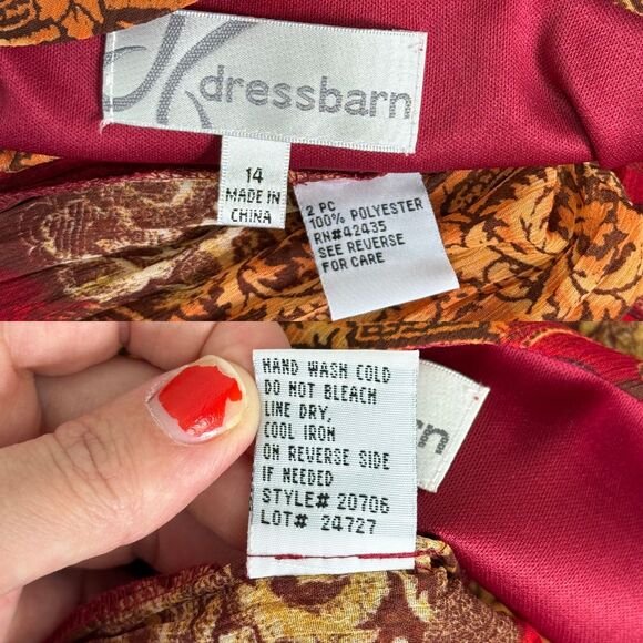 Vtg 90s 2-Piece Maxi Dress Set Sz 14 Sheer Ruffle Top Fairygrunge Boho Y2K Artsy - Picture 15 of 15